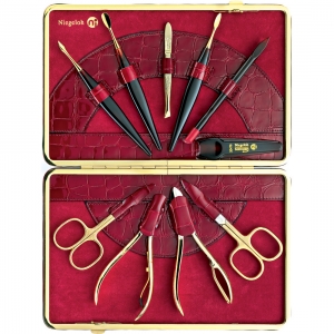 Niegeloh Maniküre Pediküre Set Kroko XL rot 10-teilig 
