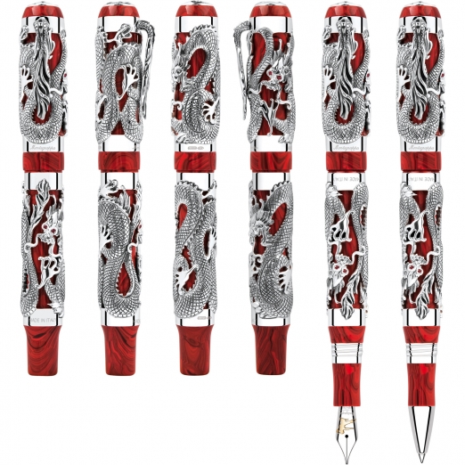 Montegrappa Fller Icons Dragon Bruce Lee Gold mit schwarzen Diamanten 